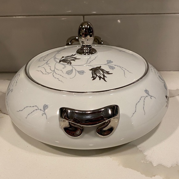 Vintage Baronet China Silver Arbor Covered Vegetable Dish Bavaria Germany - Picture 6 of 9